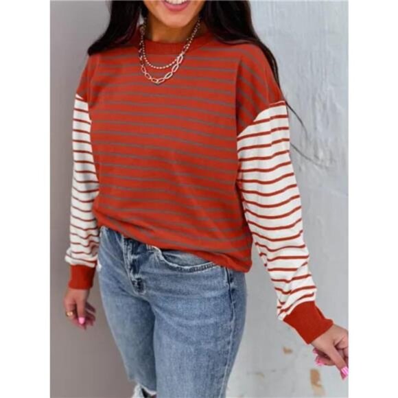 Striped Color Block Long Sleeve Sweatshirt - Picture 3 of 3